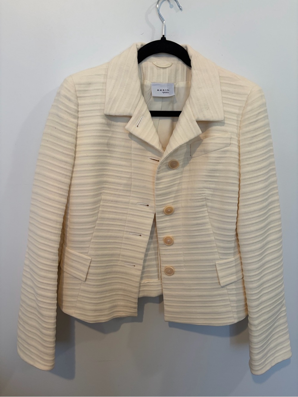 Akris Punto Cream Textured Button-Front Jacket - 8